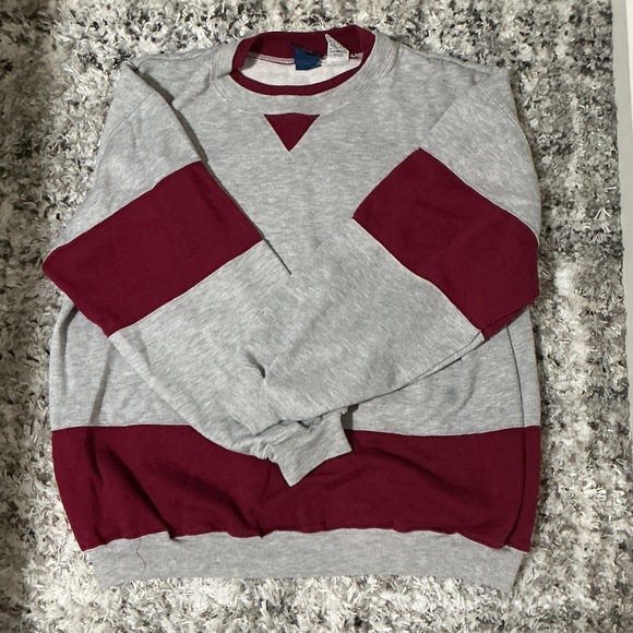 Only Other - Only Gray and Burgundy Crewneck Sweater